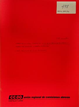 La actual situación de CCOO de la provincia de Burgos y perspectivas orgánicas y trabajo a realizar (1978)